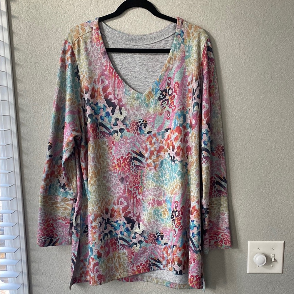 Soft Surroundings Multicolor V-Neck Women's Top